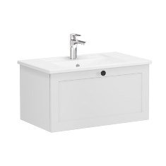 Vitra Root Classic 68793 Lavabo Dolabı, Tek Çekmeceli, 80 Cm, Mat Açık Gri, Köşeli Lavabolu